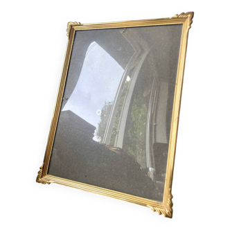 Cadre photo ART DECO en métal doré 25 cm x 19 cm CONVEXE en verre