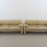 Set (2) Cassina Maralunga Sofas in beige Bouchlé-Fabrics by Vico Magistrett