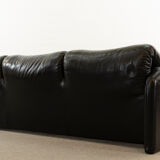 Maralunga 3-Seat Sofa in black leather by Vico Magistretti for Cassina
