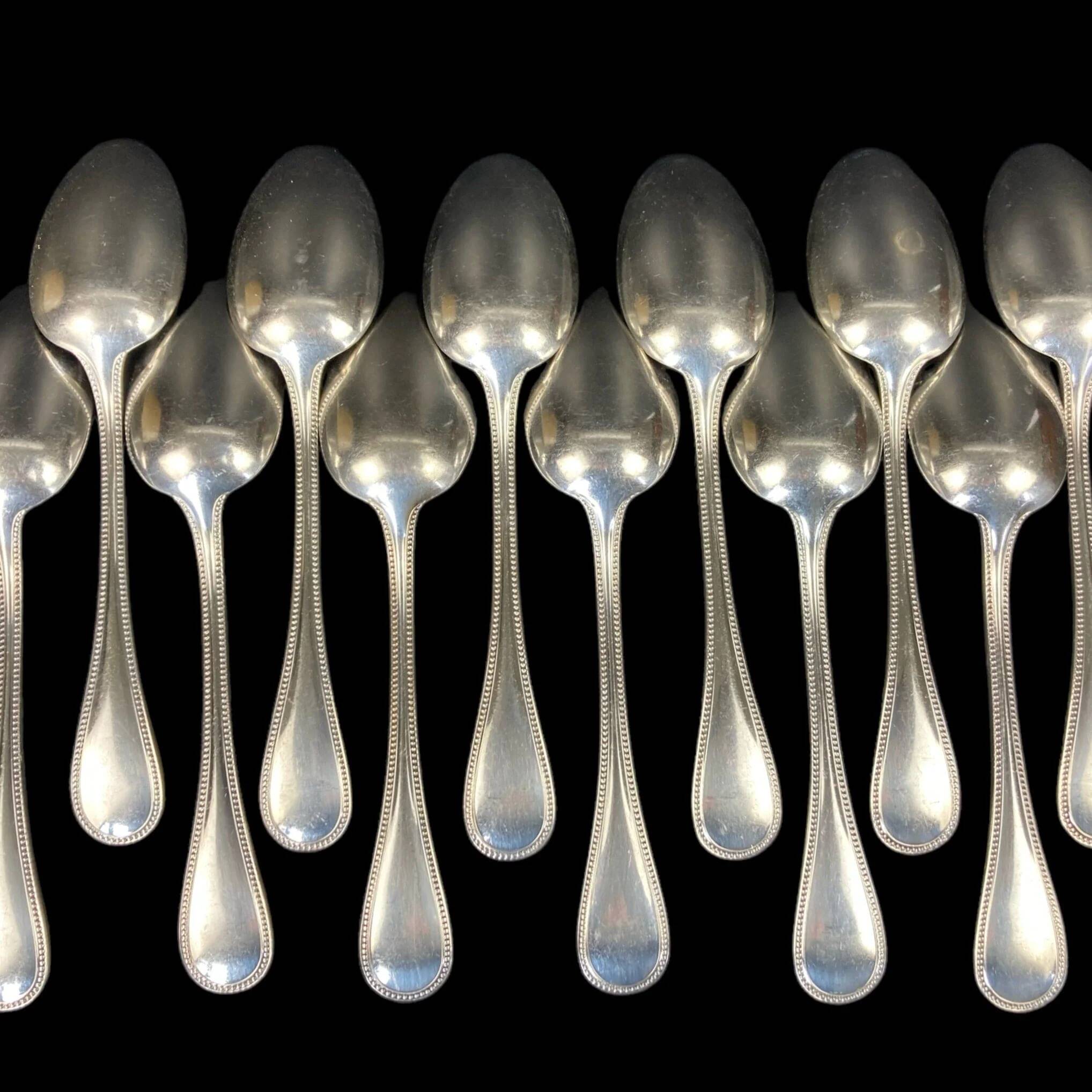 Christofle house model pearls 12 large table spoons