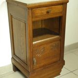 Art Deco oak and marble bedside table