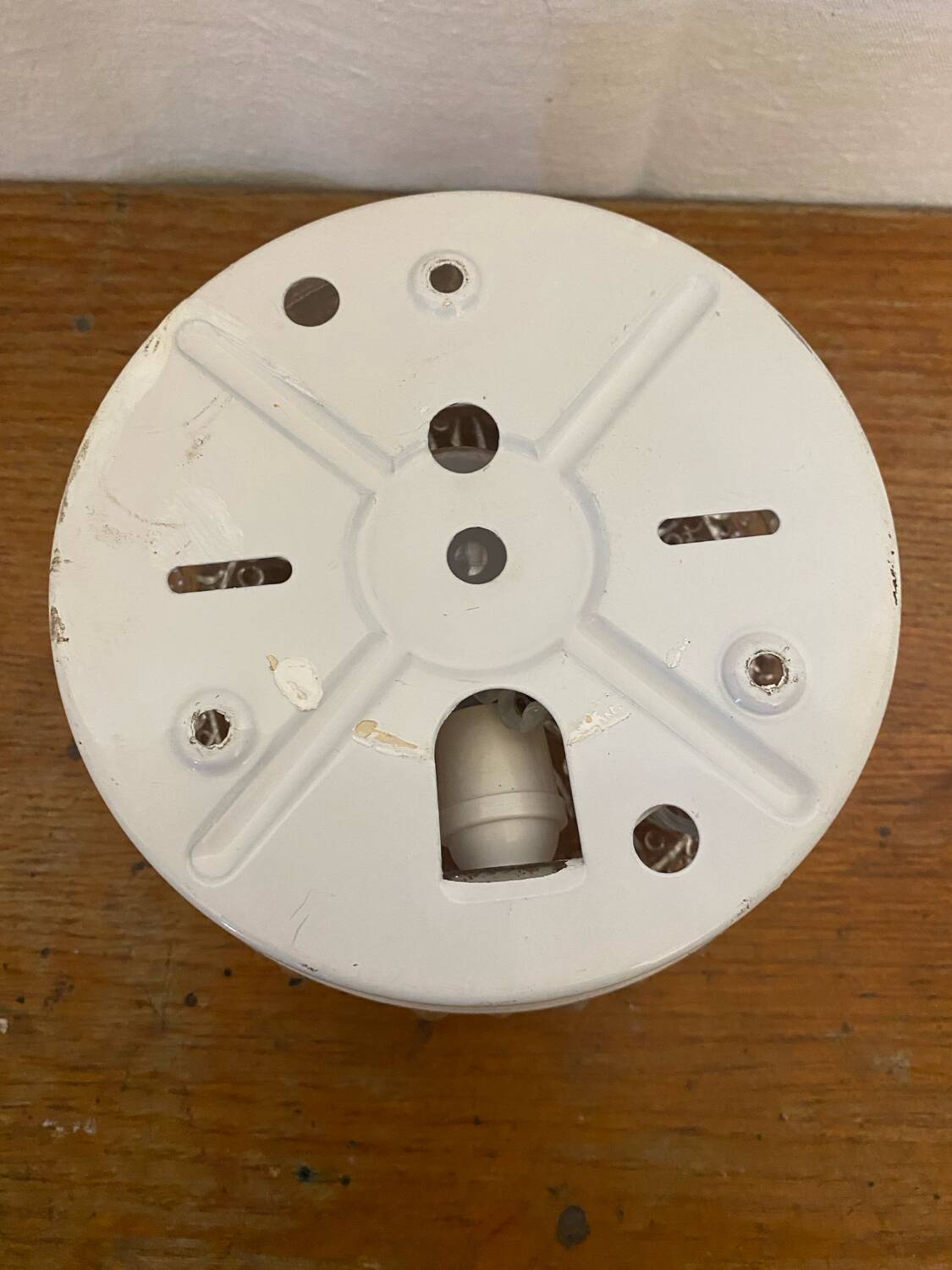 Vintage Molded Glass Wall Light + White Metal Bracket