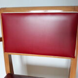 Red skaï bridge armchair