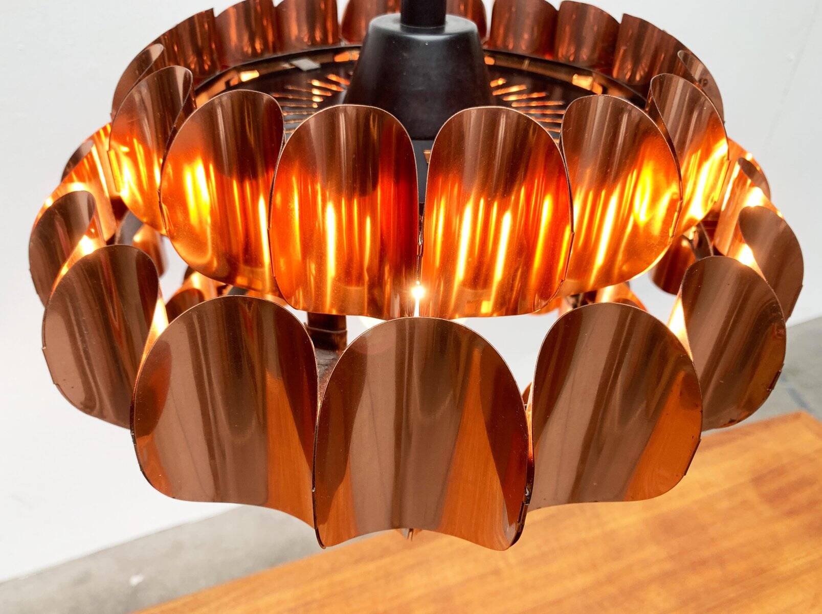 Copper pendant lamp Swiss type 810 modern mid-century by Hans Zender for Temde