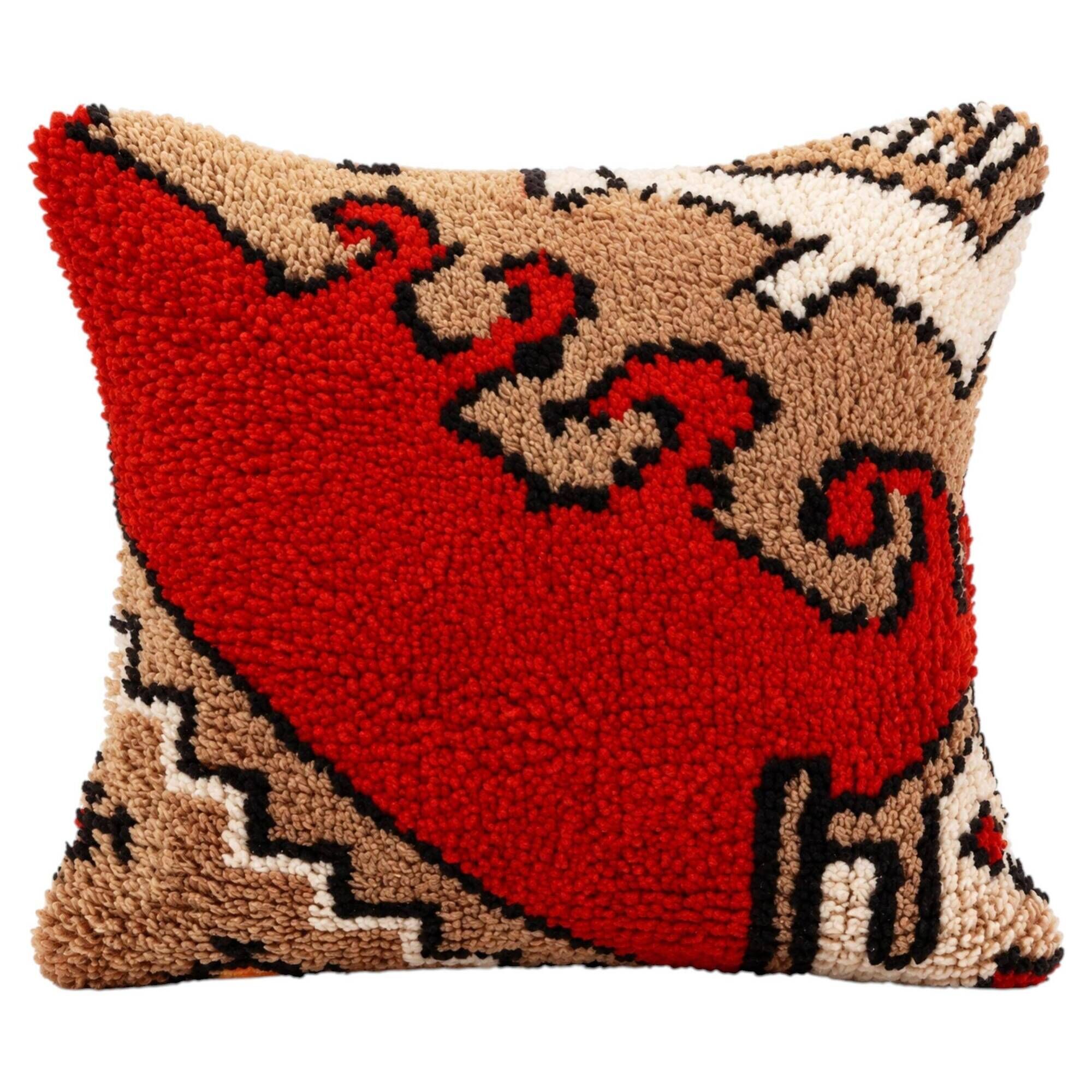 Traditional Red Wool Cushion Cover, Vintage Turkish Kilim Pillow Home Decor