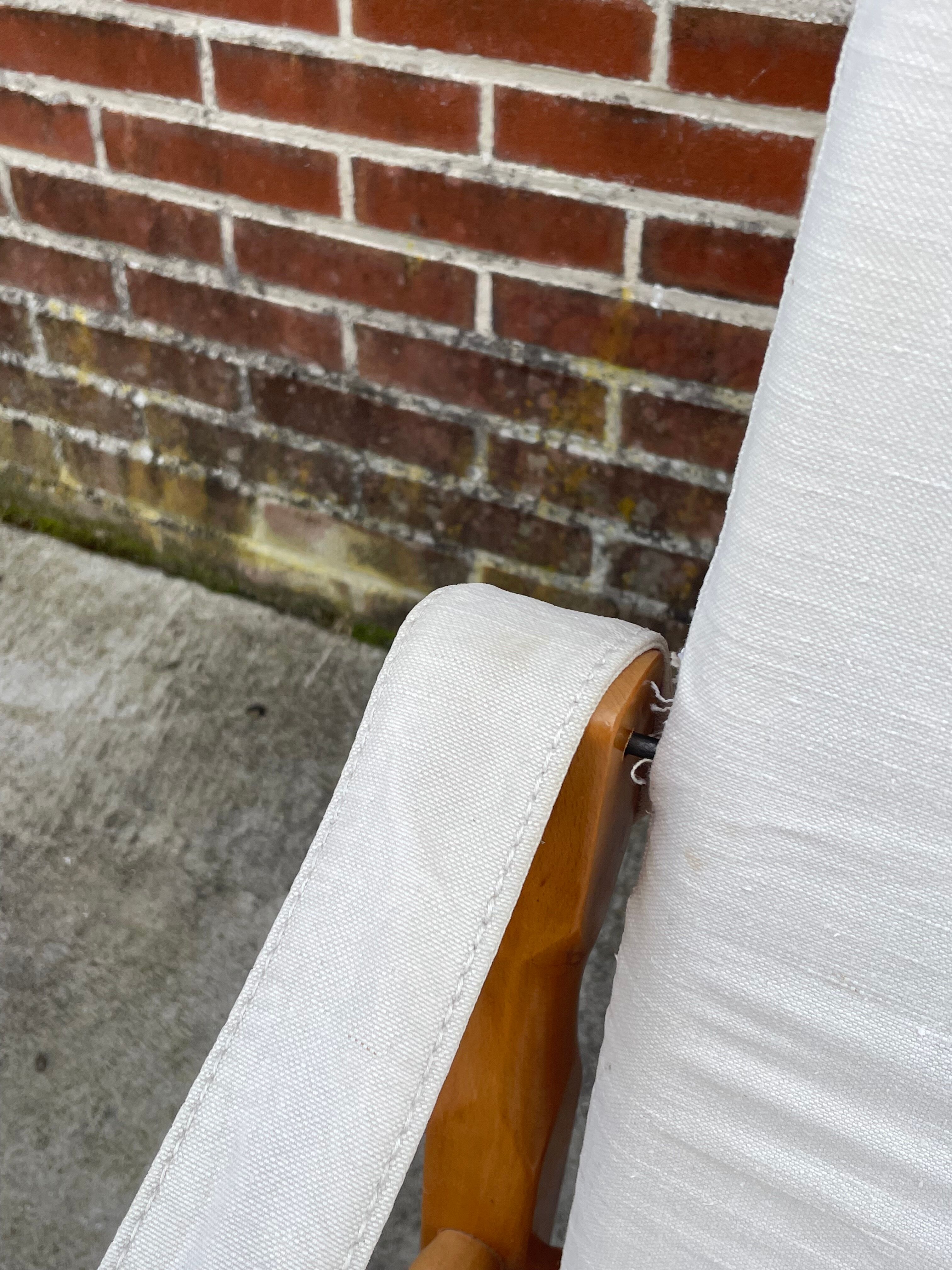 Vintage safari chair 1960s Denmark with canvas minimalist design