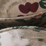 Toad in cloth armchair and its Ottoman