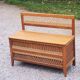 Vintage chest bench from the 50s in oak and rattan