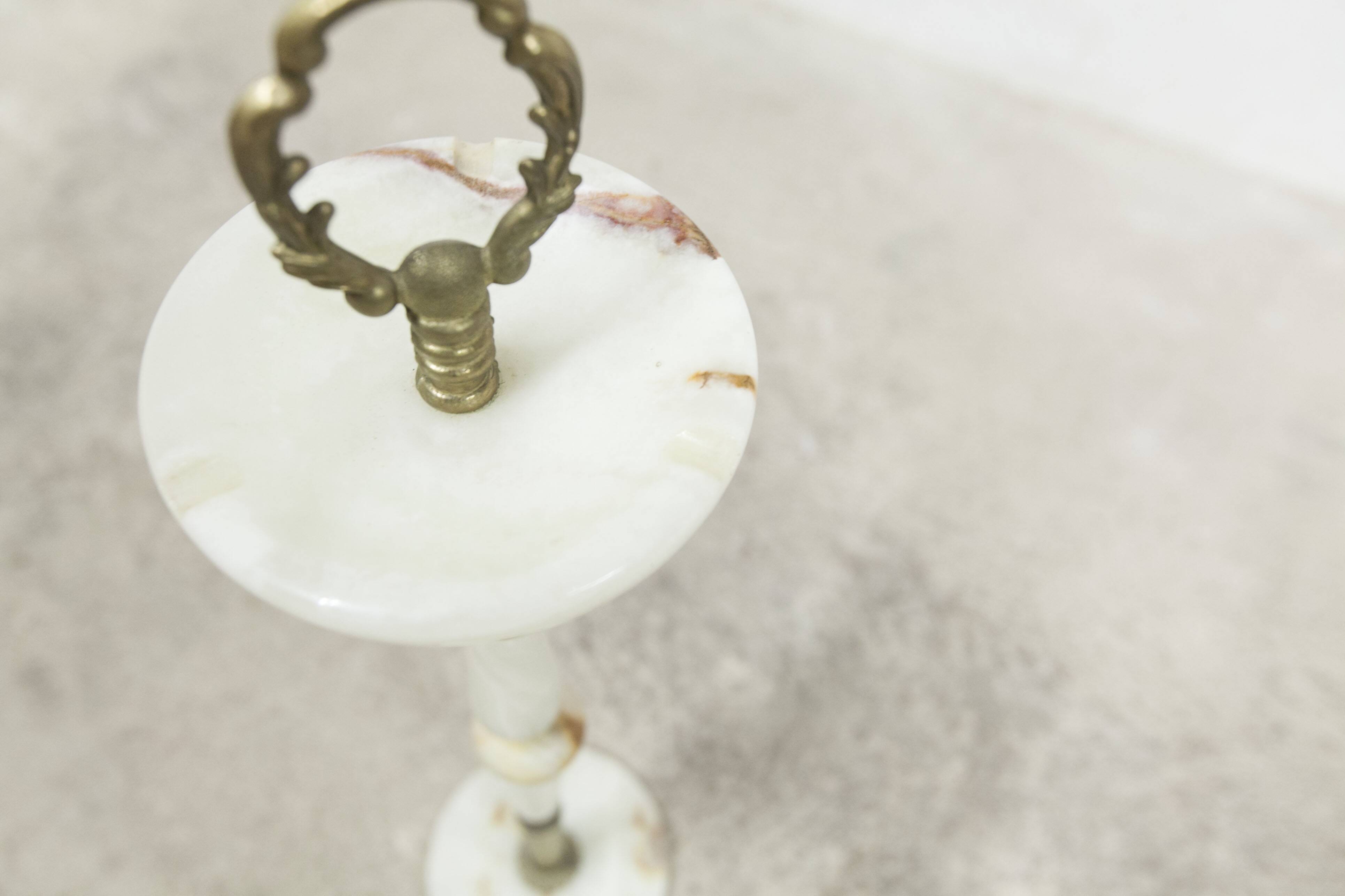 White marble and bronze ashtray on foot, 1960