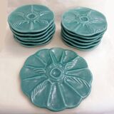 Oyster service Fish in faience barbotine 1950s