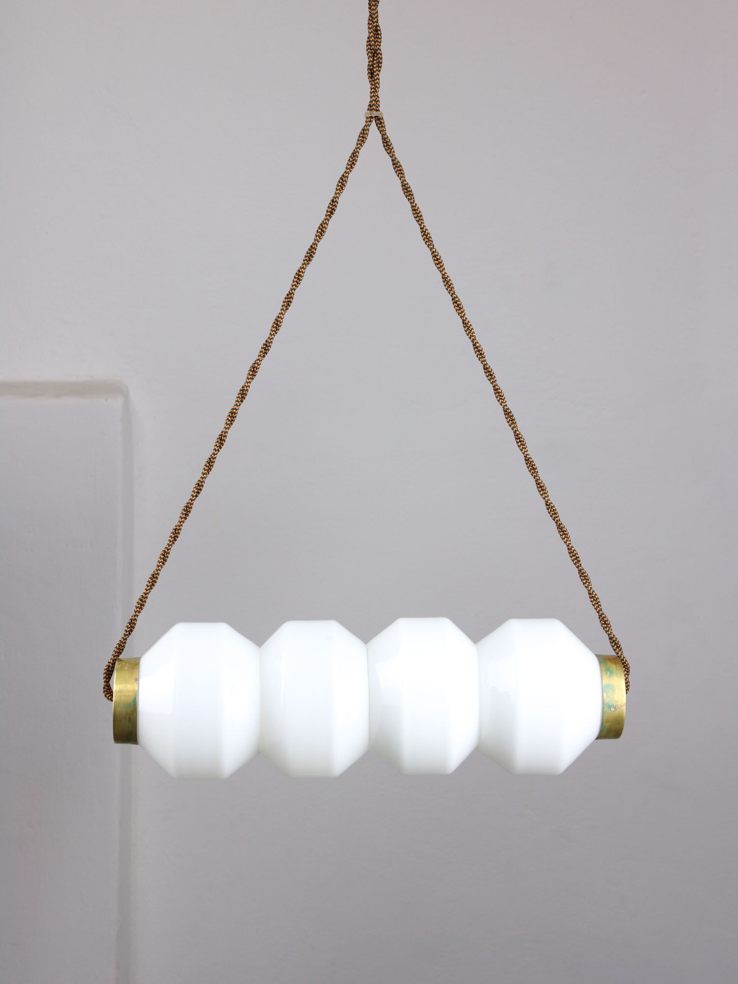 Mid-century opaline & brass pendant lamp