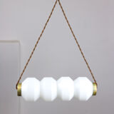 Mid-century opaline & brass pendant lamp