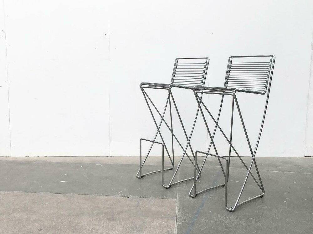 Postmodern German Kreuzschwinger bar stool by Till Behrens for Meyer Stahlmöbel, 1980s.