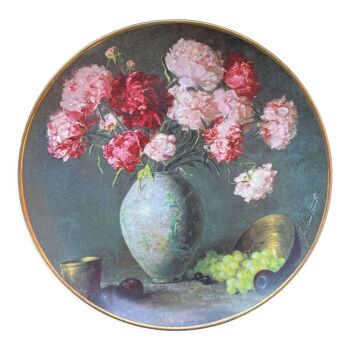 Assiette numérotée par Joe Anna Arnett collection "Peonies in Bloom"