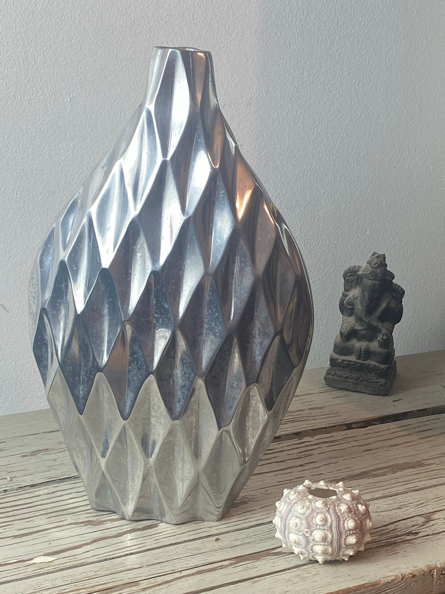 Brushed aluminium vase
