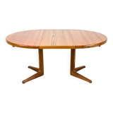 Table à manger ronde en teck danois avec rallonge, années 1970