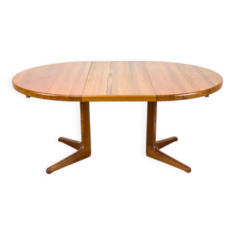 Table à manger ronde en teck danois avec rallonge, années 1970