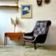 Fauteuil pivotant en cuir, Danemark, années 1960/1970, style Mid-C Modern, vintage