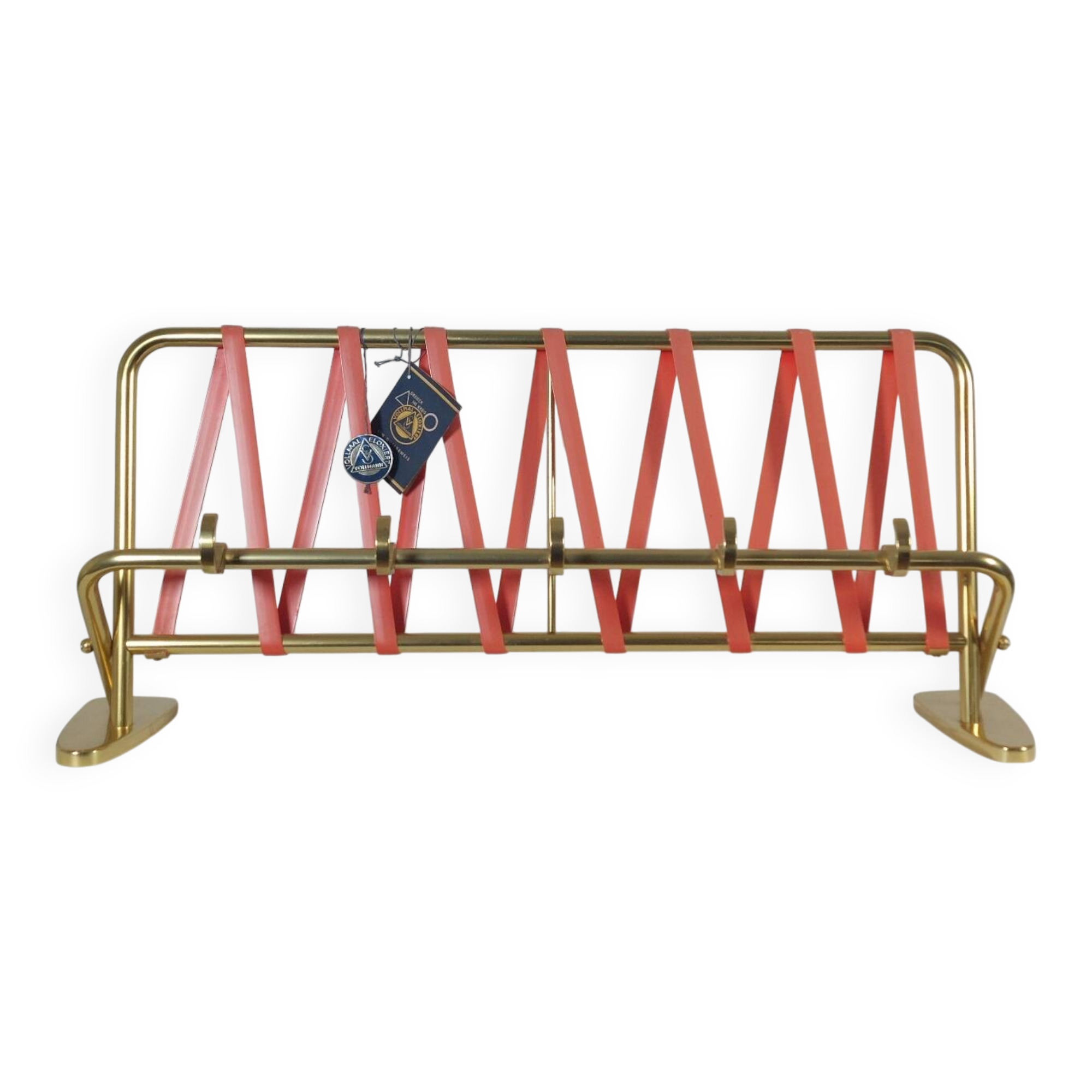 Vintage mid century wall mount brass wardrobe coat rack