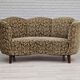 60s, danish vintage 2 seater "banana" sofa, green velour, original condition.