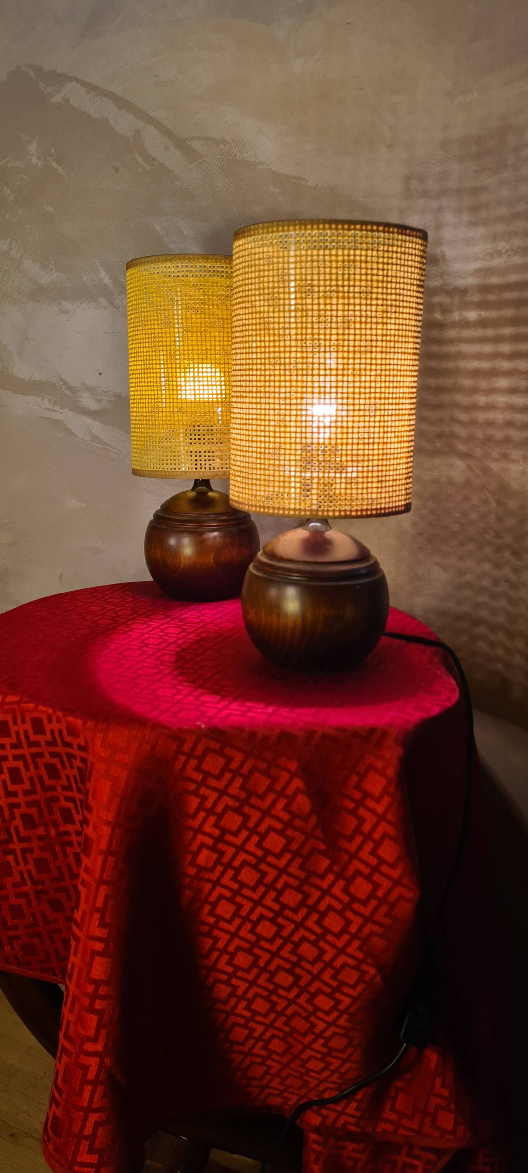 Pair of solid wood ball lamps, Scandinavian style bedside lamps, 33x14