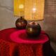 Pair of solid wood ball lamps, Scandinavian style bedside lamps, 33x14