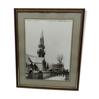 Frame glazed wood, gilded church of Guissény 32 cm ref 3013