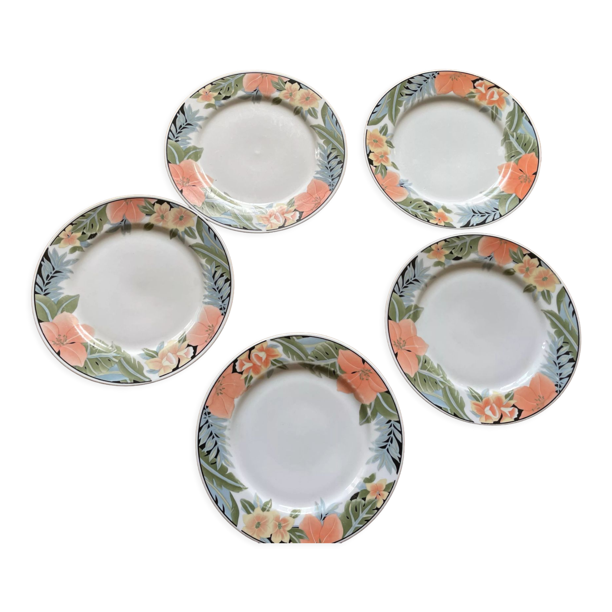 Lot de 8 assiettes anciennes, marli couronnes. French Antique