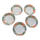 Set of 5 floral plates in vibrant colours, 1980s, vintage