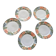 Set of 5 floral plates in vibrant colours, 1980s, vintage