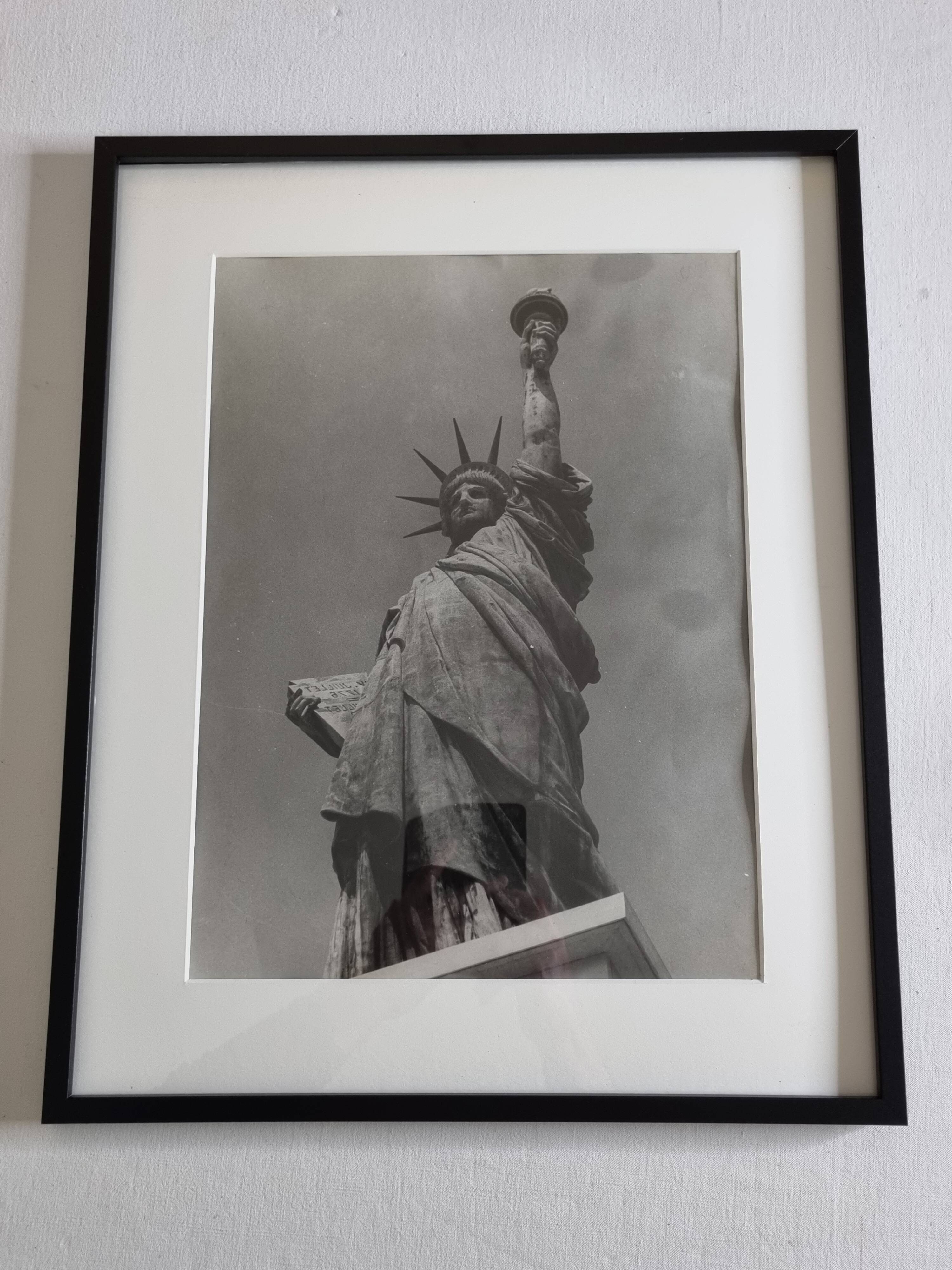Vintage black and white photographic print, Statue of Liberty, 40 x 50 cm