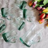 Set of 6 handle glasses and 1 puffed glass jug
