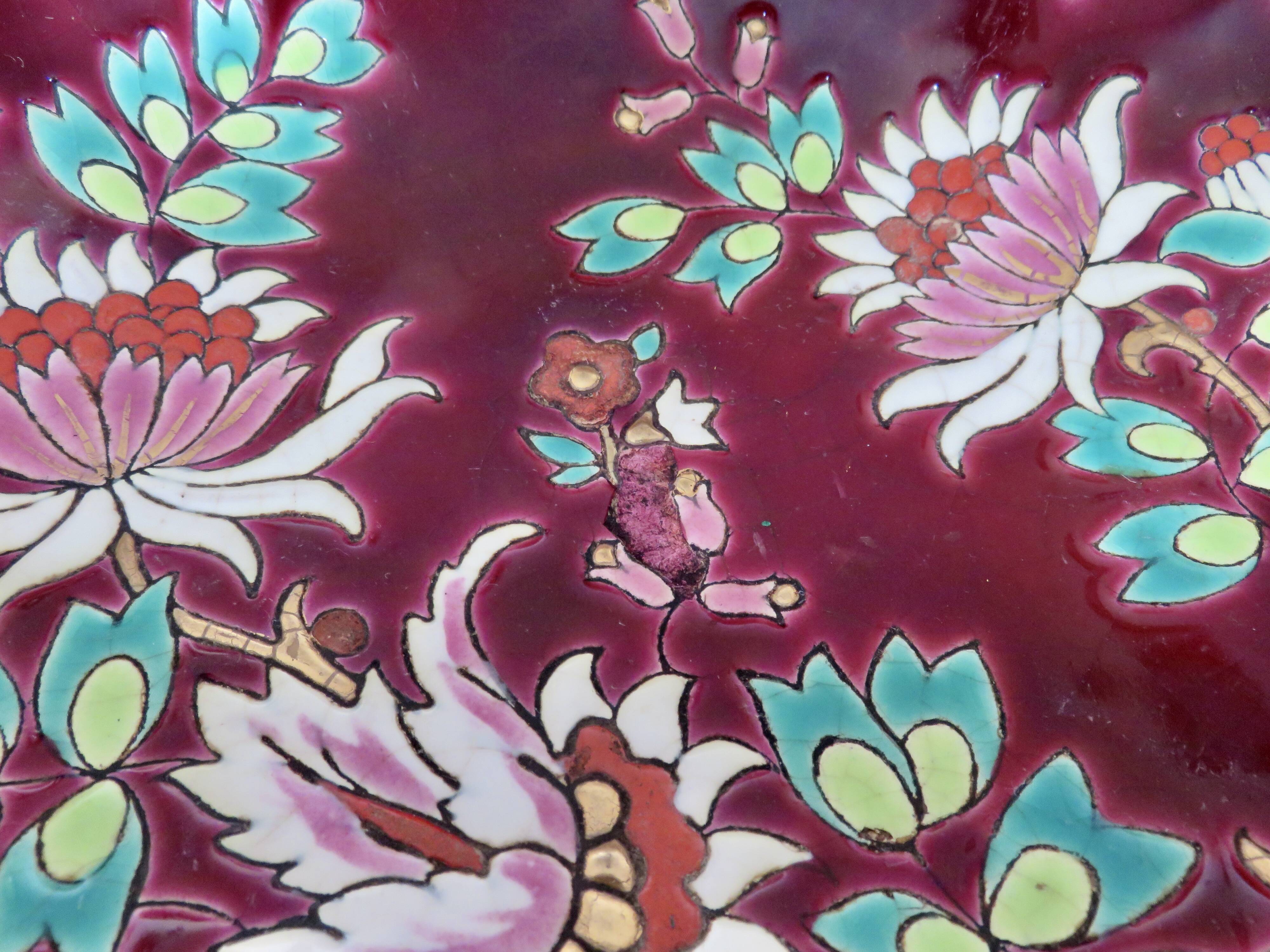 Longwy enamel dish, "Venice" pattern, 1940s-50s