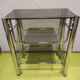 Console year 70, smoked glass and chrome