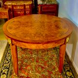 Oval table Art Deco period 1925, magnifying glass of Elm