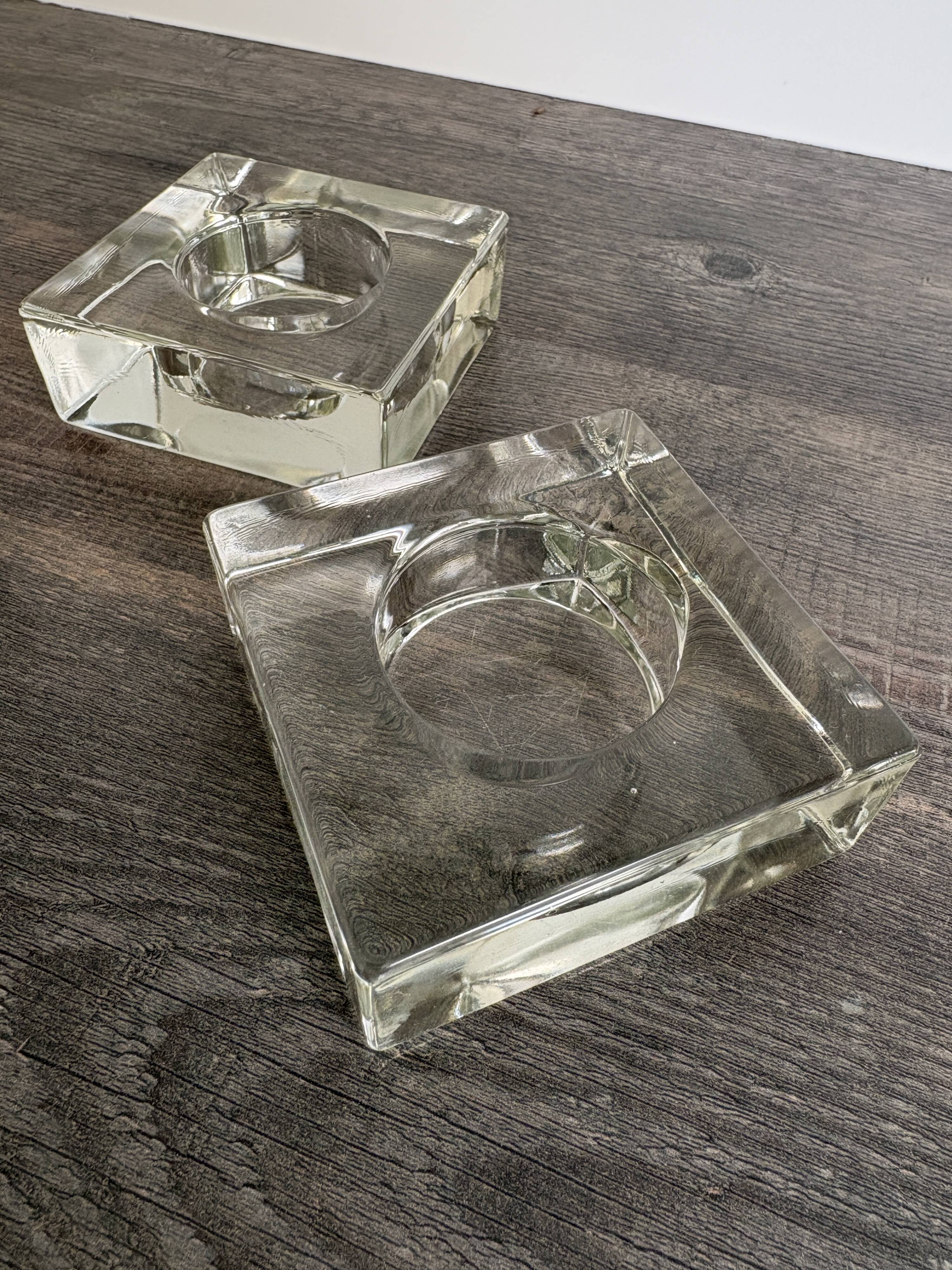 Set of 3 Cubic Glass Candle Holders