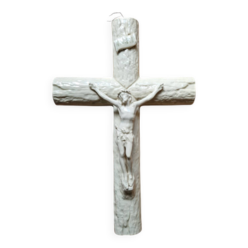 Large antique ceramic wall crucifix cross