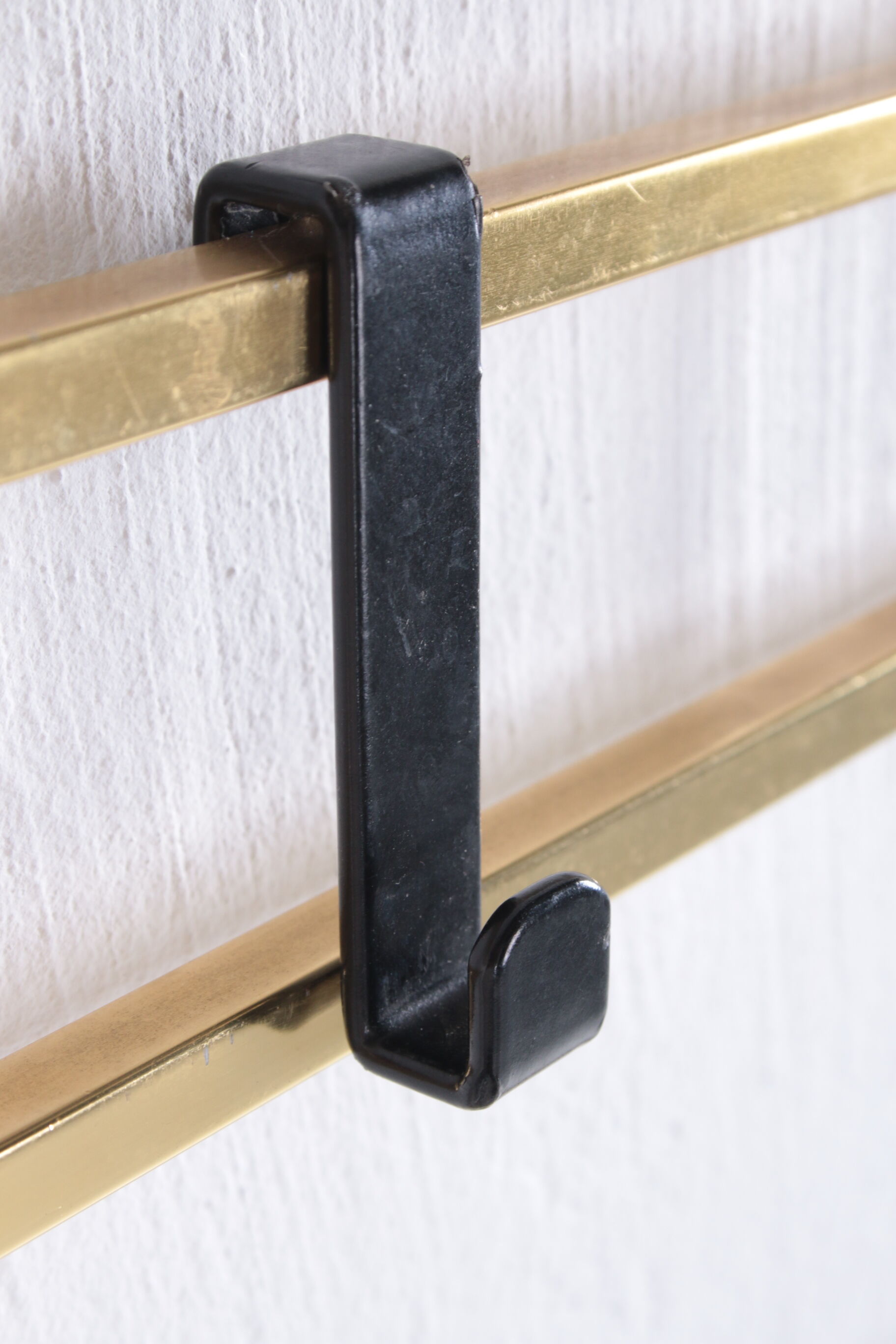 Vintage Brass Wall Coat Rack with Hat Shelf, 1960s