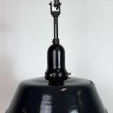 Industrial Black Enamel Factory Lamp with Porcelain Top, 1950s