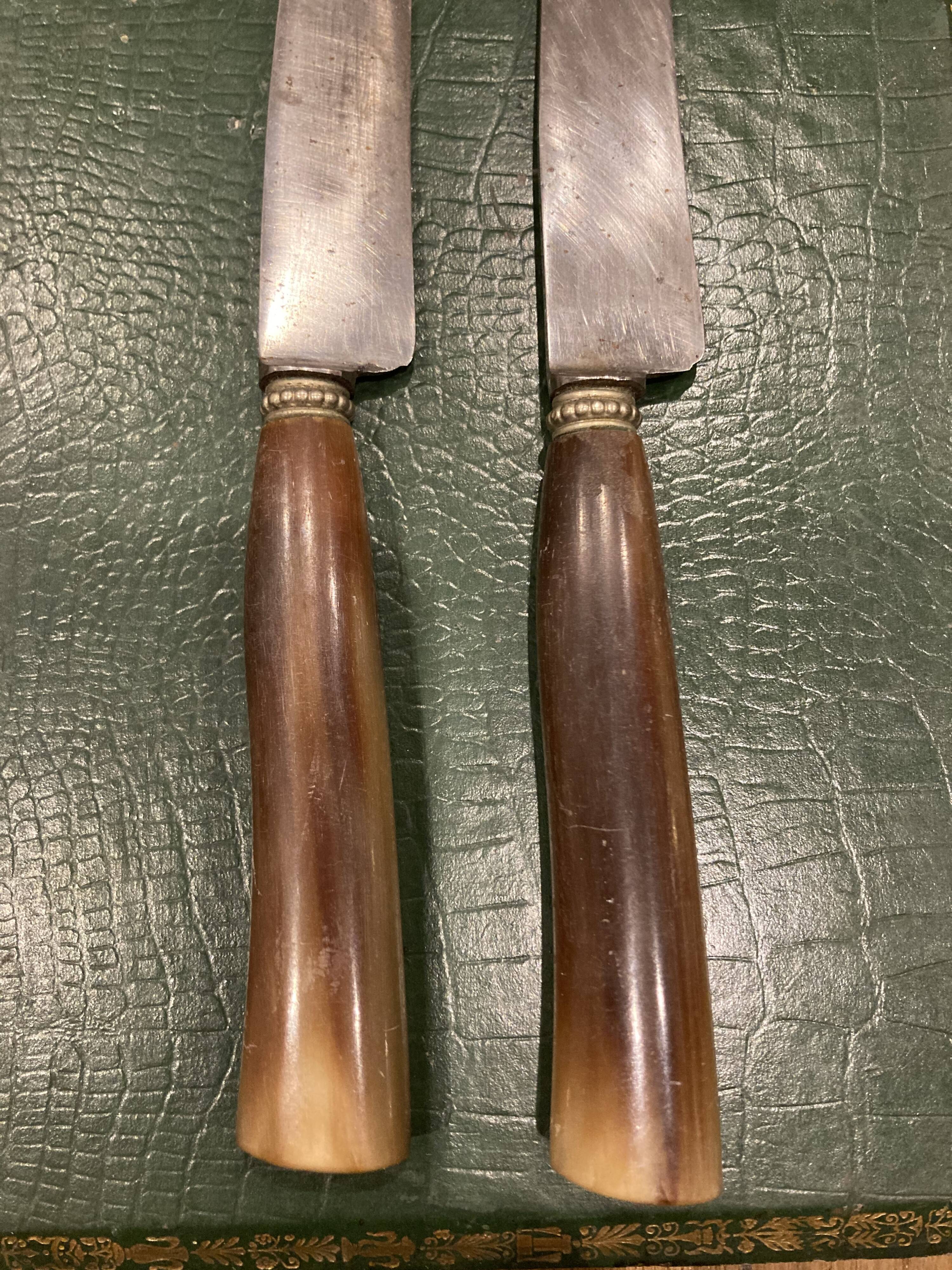 Box of 12 horn-handled knives