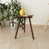 Vintage turned wood tripod stool