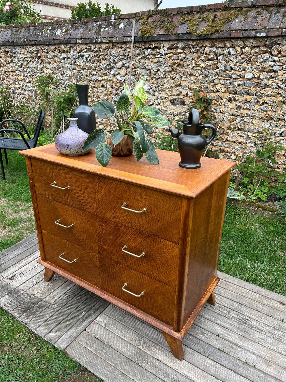 Vintage 1950s chest of drawers in gilded oak