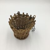 Suspended rattan basket duo