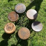 6 adjustable industrial workshop stools, 50s/60s