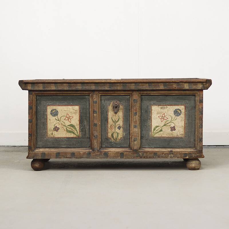 Folk art painted bridal chest