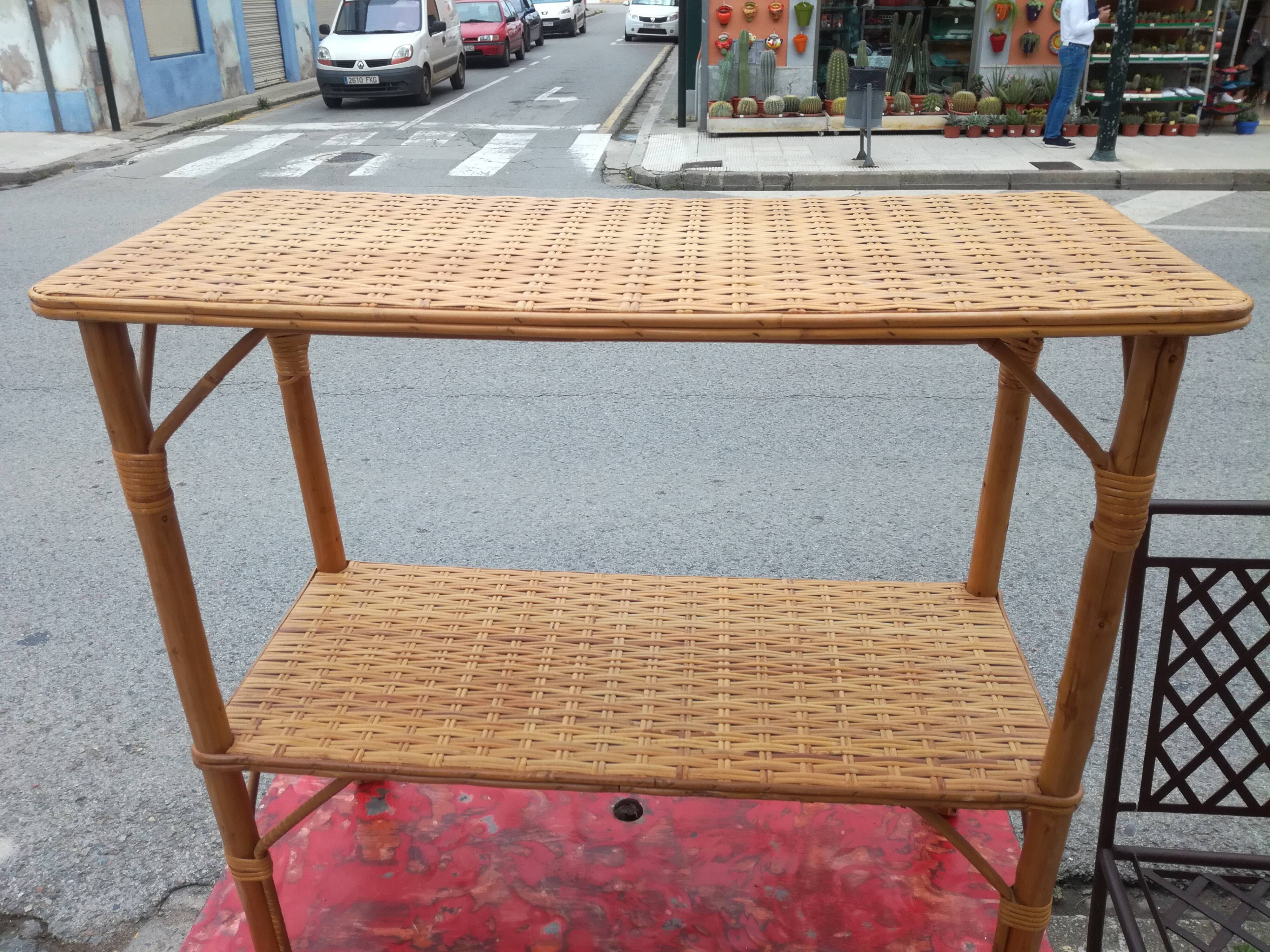 Rattan console table