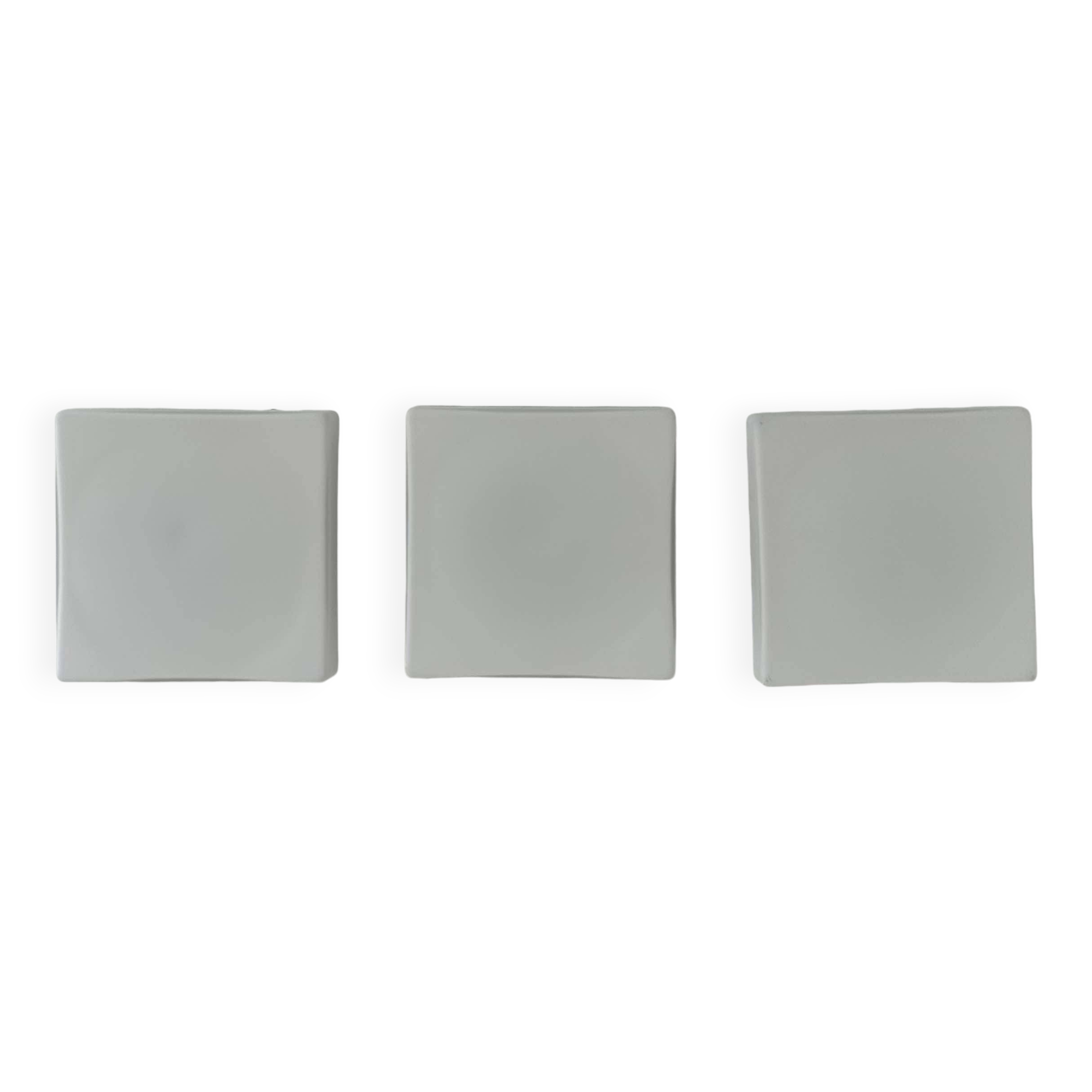 Set of 3 vintage square opaline wall lights, France 1970
