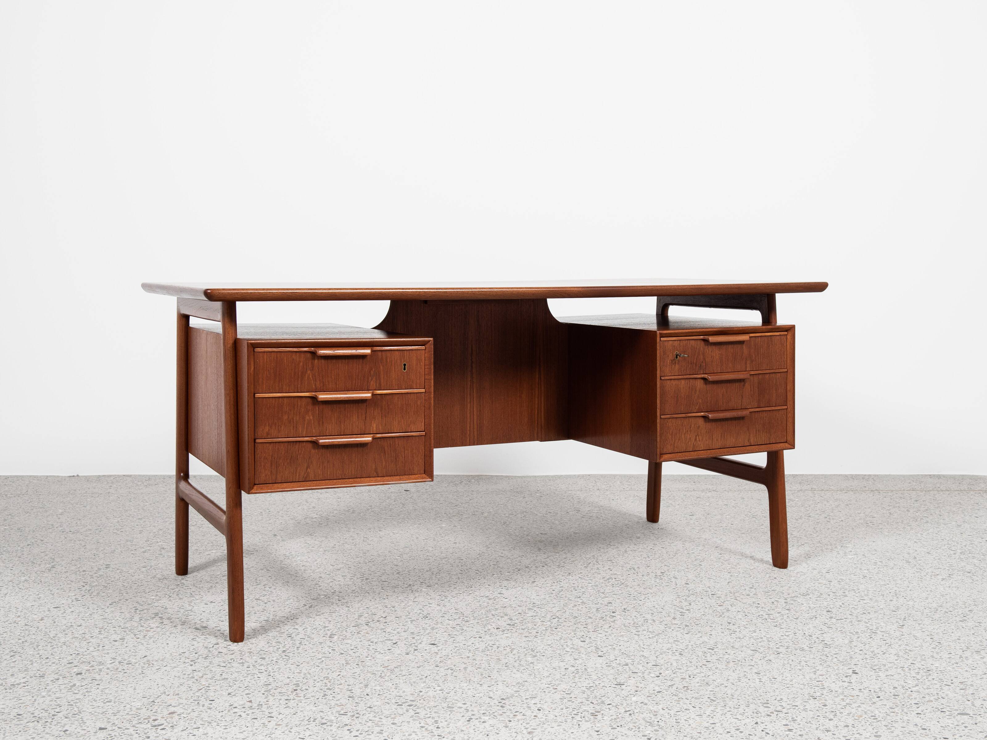 Midcentury Danish desk known Model 75 in teak by Omann Jun 1960s
