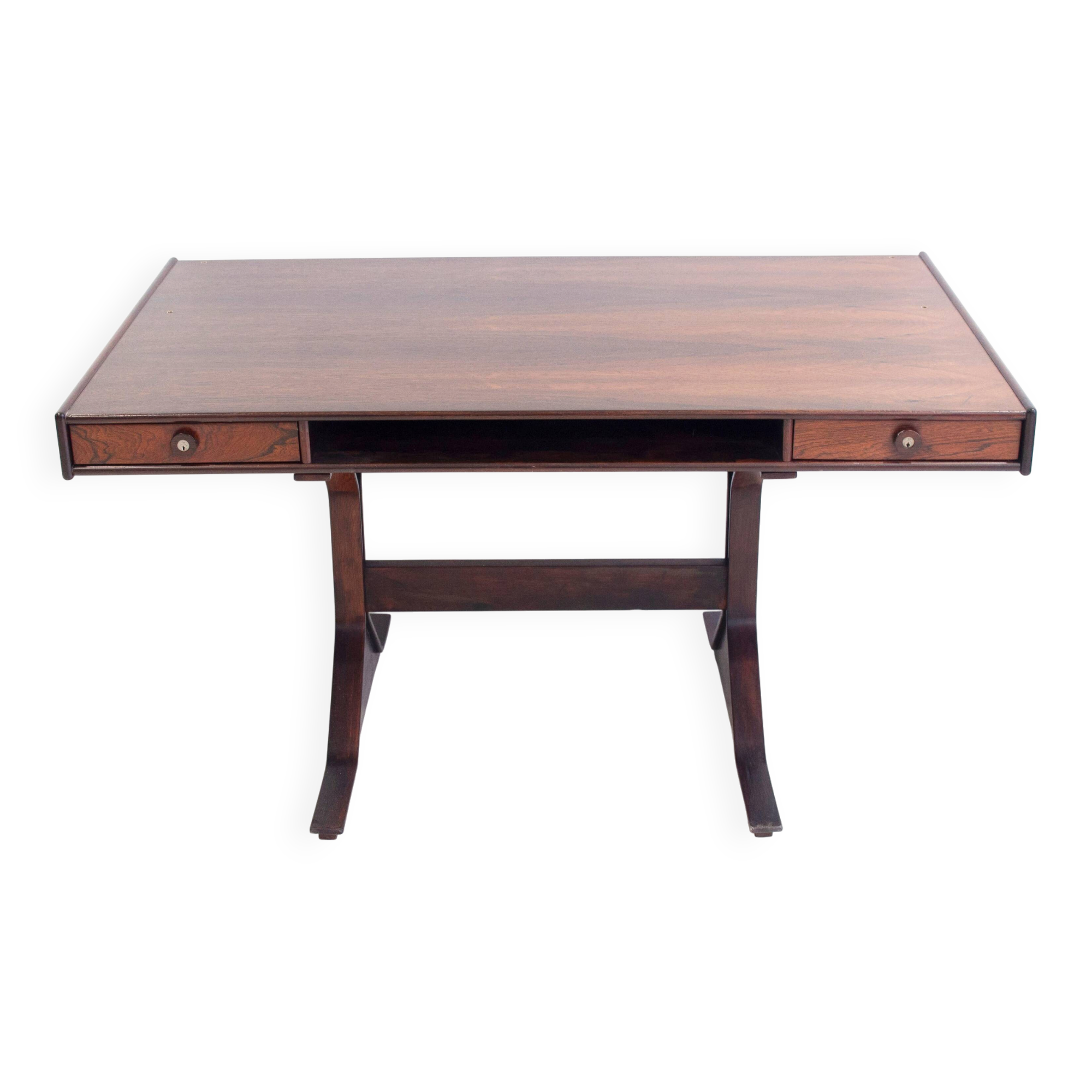 Modern mid-century wooden desk by Gianfranco Frattini for Bernini