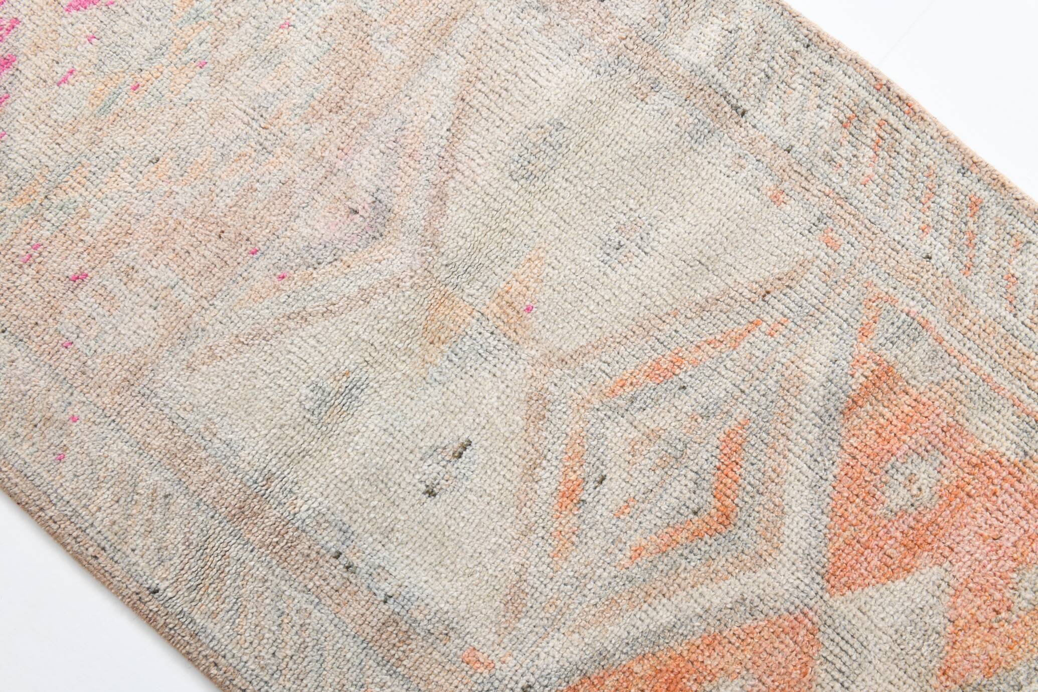 3x12 Pale Orange Beige Turkish Vintage Runner Rug, 86x352Cm SK 18322